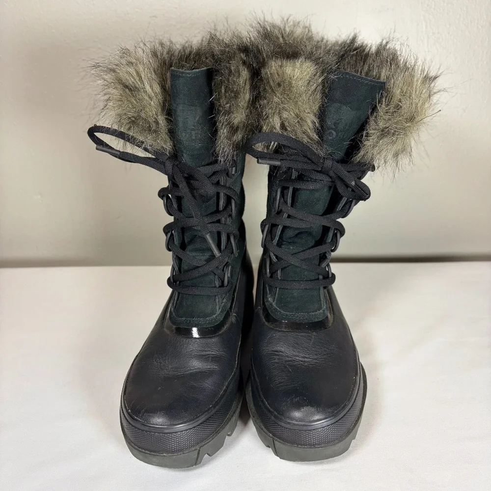 Sorel Joan of Arctic Next Lite Waterproof‎ Boots Black Faux Fur NL3367-010 5.5